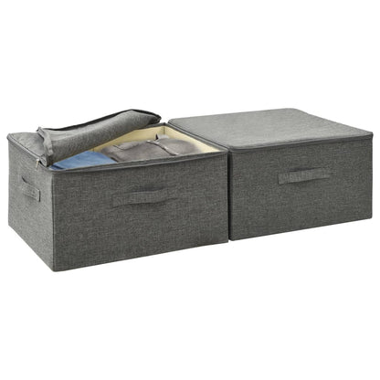Scatole Portaoggetti 2pz in Tessuto 43x34x23 cm Antracite - homemem39
