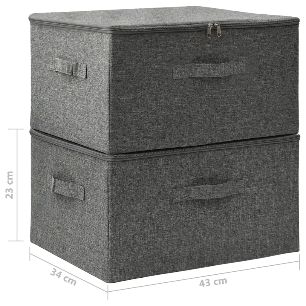 Scatole Portaoggetti 2pz in Tessuto 43x34x23 cm Antracite - homemem39