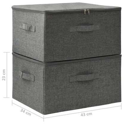 Scatole Portaoggetti 2pz in Tessuto 43x34x23 cm Antracite - homemem39