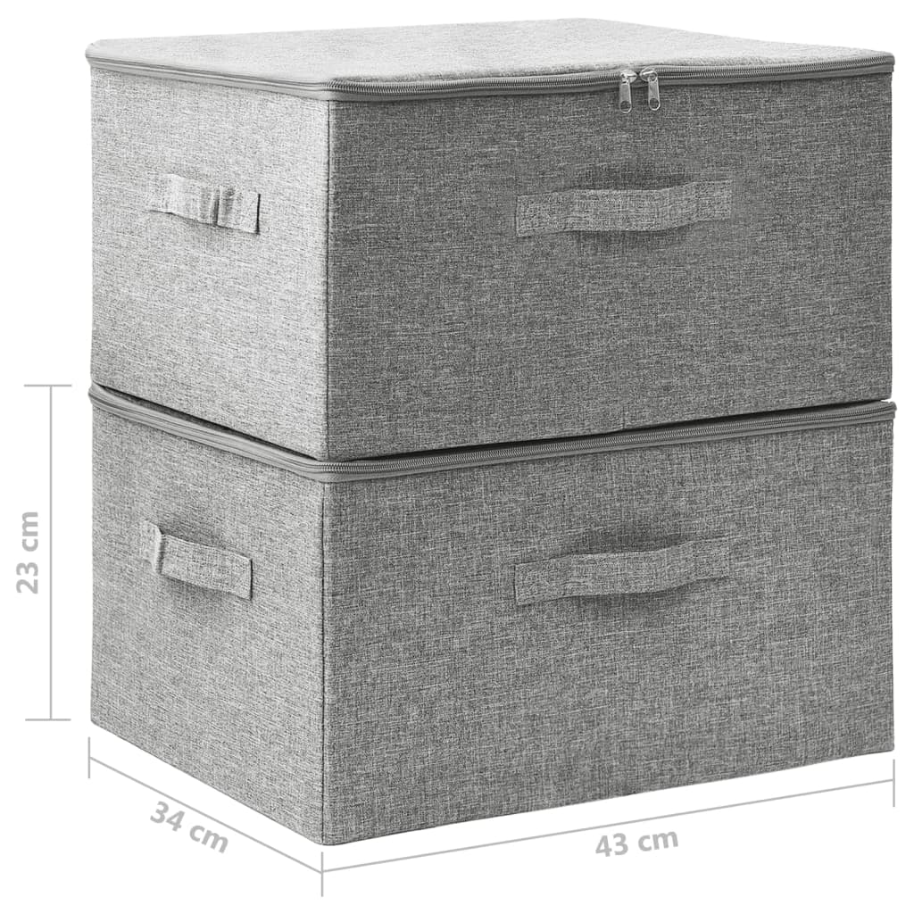 Scatole Portaoggetti 2pz in Tessuto 43x34x23 cm Grigio - homemem39