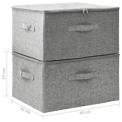 Scatole Portaoggetti 2pz in Tessuto 43x34x23 cm Grigio - homemem39