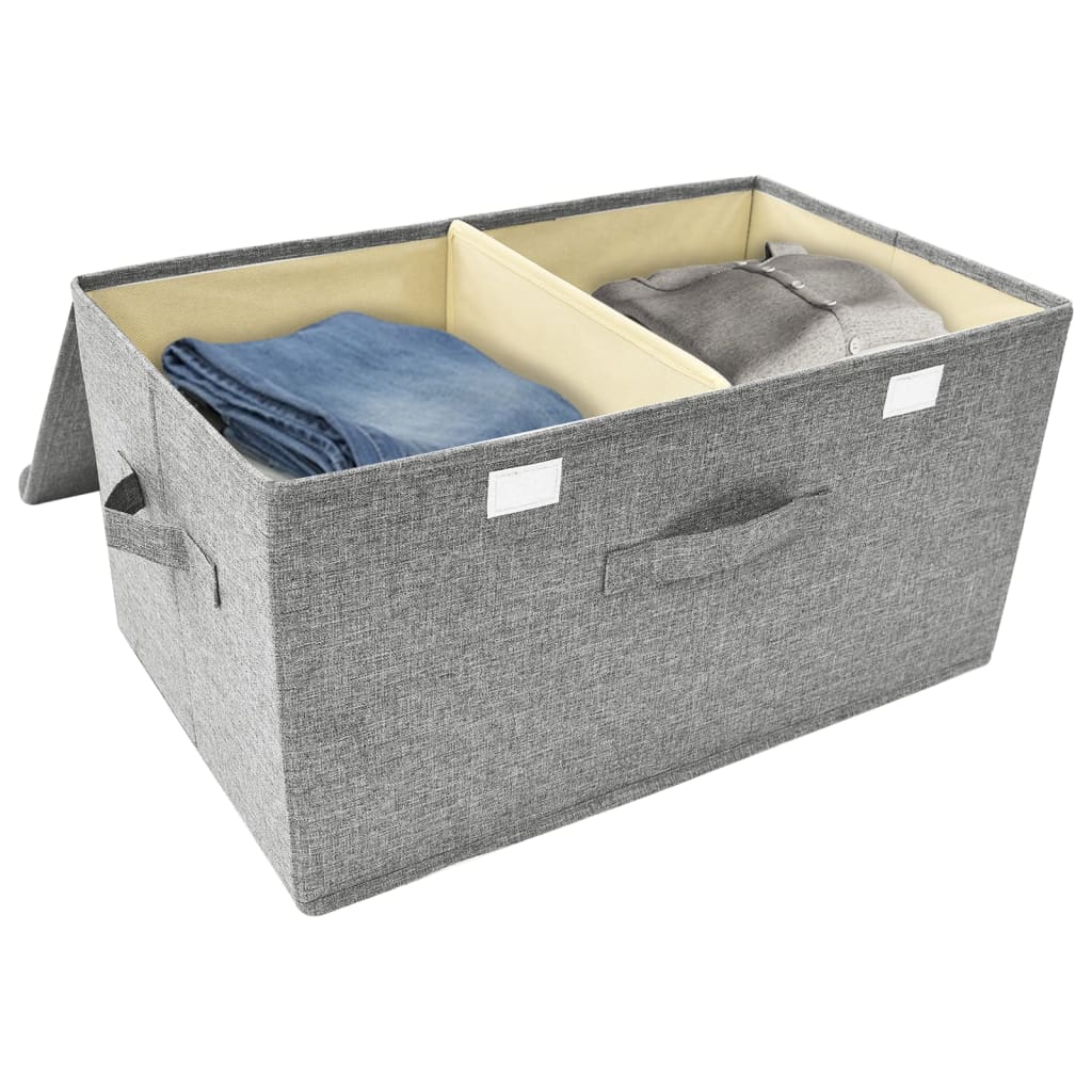 Scatole Portaoggetti 2pz in Tessuto 50x30x25 cm Grigio - homemem39