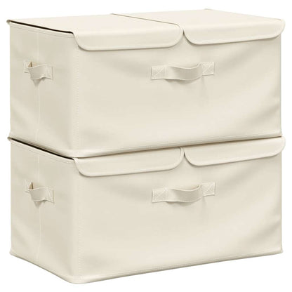 Scatole Portaoggetti 2pz in Tessuto 50x30x25 cm Crema - homemem39