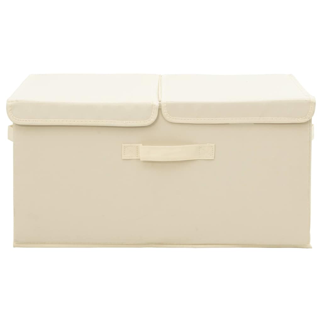 Scatole Portaoggetti 2pz in Tessuto 50x30x25 cm Crema - homemem39