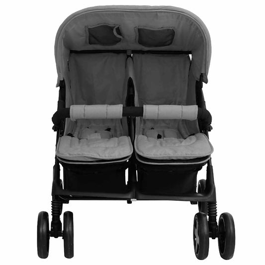 Passeggino Gemellare Grigio Chiaro in Acciaio - homemem39
