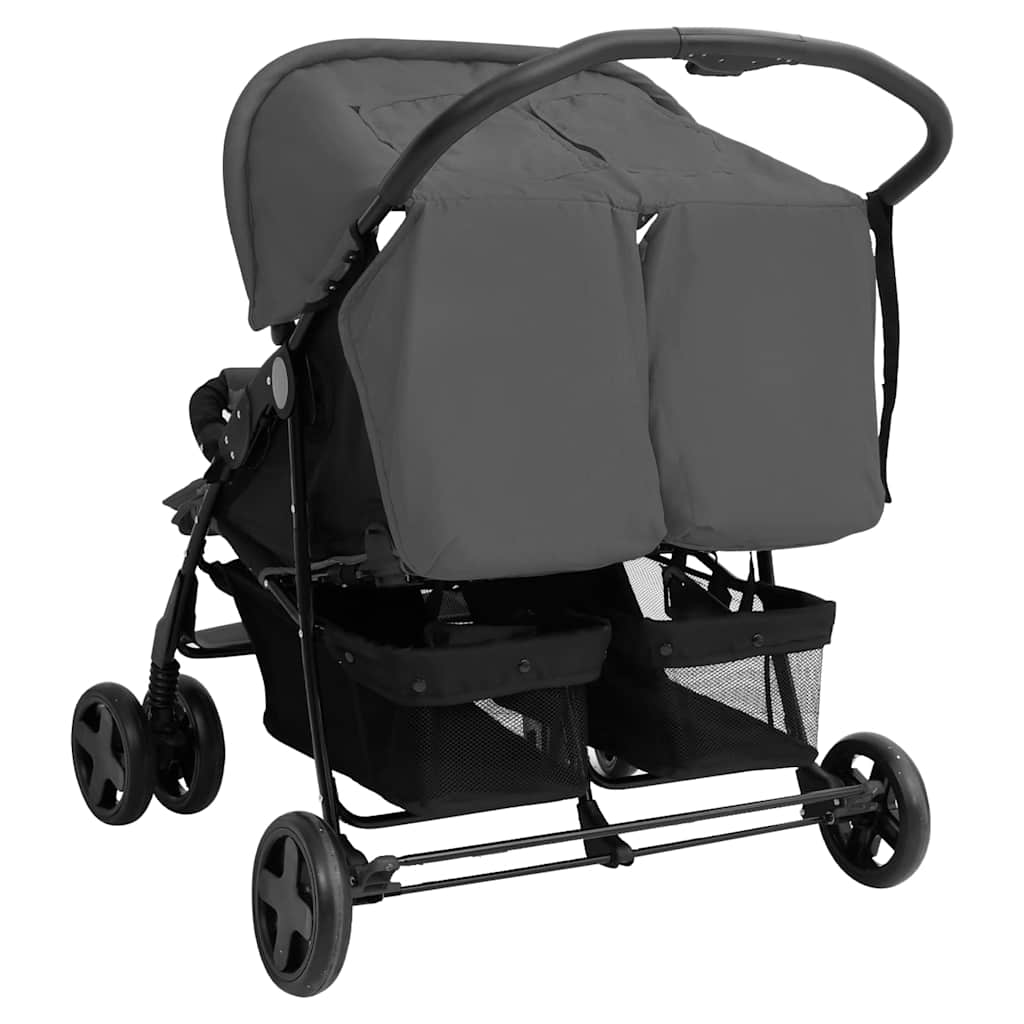Passeggino Gemellare Grigio Scuro in Acciaio - homemem39