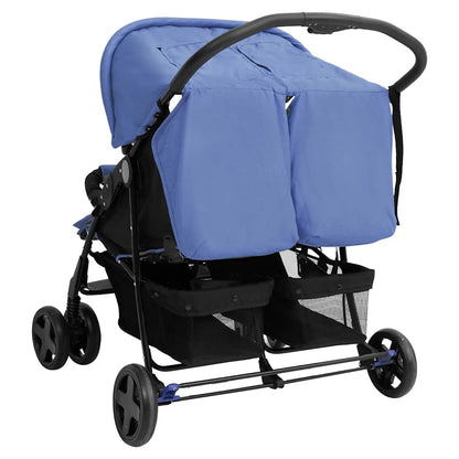 Passeggino Gemellare Blu Marino in Acciaio - homemem39