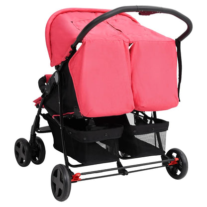 Passeggino Gemellare Rosso in Acciaio - homemem39