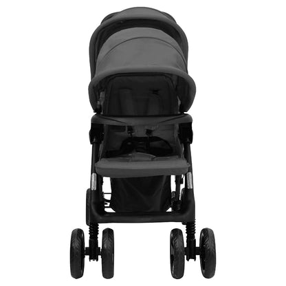 Passeggino Gemellare a Tandem Grigio Scuro in Acciaio - homemem39