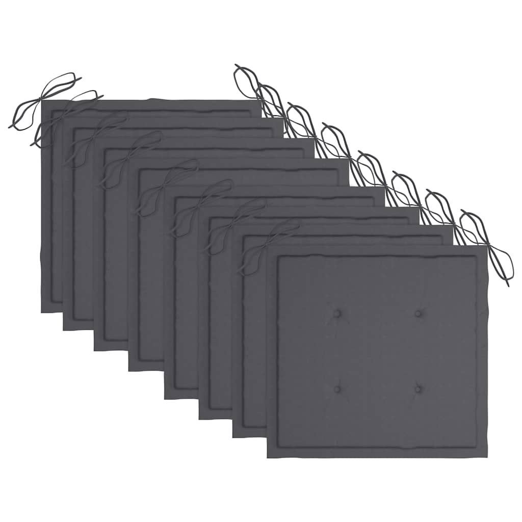 Sedie da Giardino con Cuscini 8 pz in Massello di Acacia Grigie - homemem39