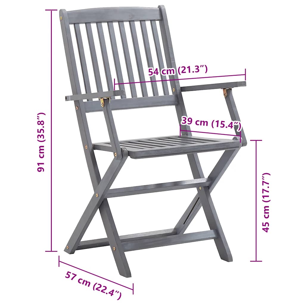 Sedie da Giardino Pieghevoli 8 pz con Cuscini Massello Acacia - homemem39