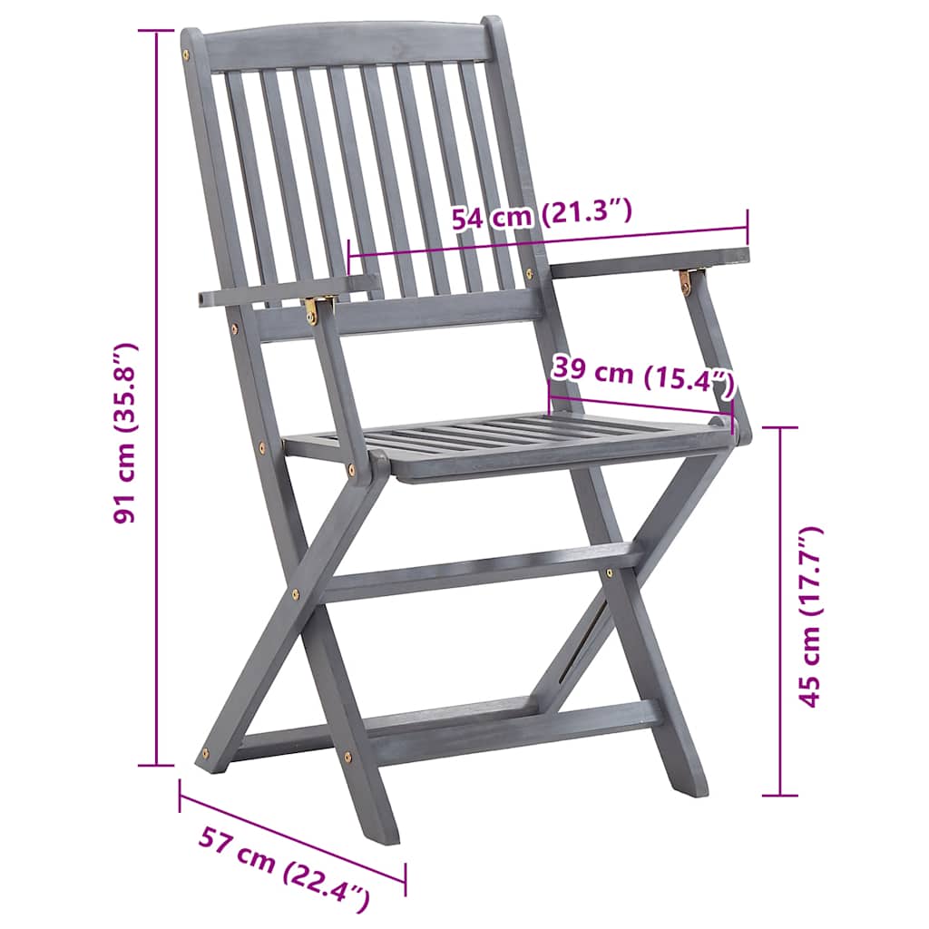 Sedie da Giardino Pieghevoli 8 pz con Cuscini Massello Acacia - homemem39