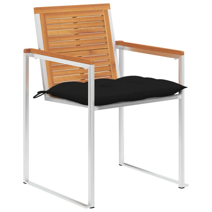 Sedie da Giardino con Cuscini 4 pz in Legno Massello di Acacia - homemem39