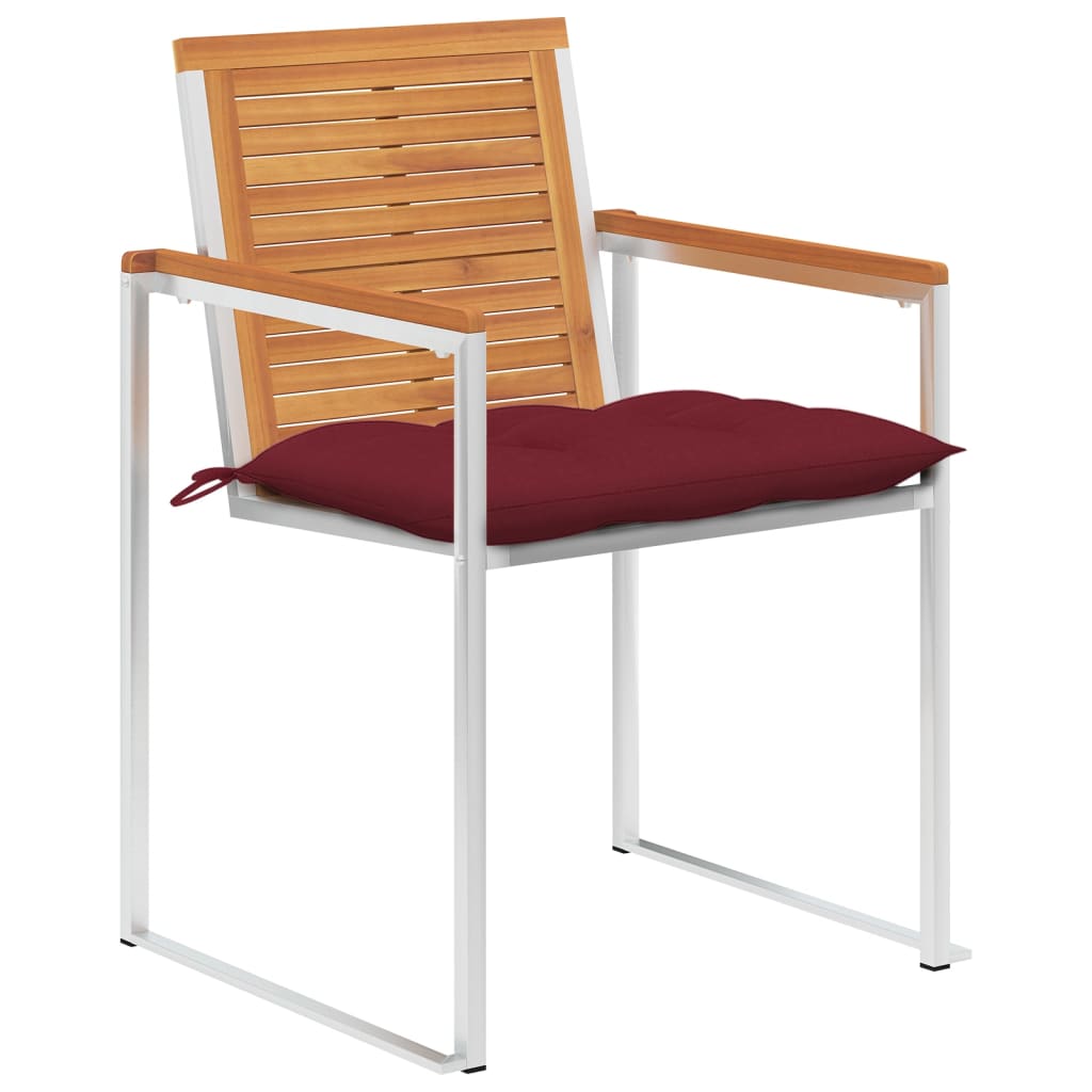 Sedie da Giardino con Cuscini 4 pz in Legno Massello di Acacia - homemem39