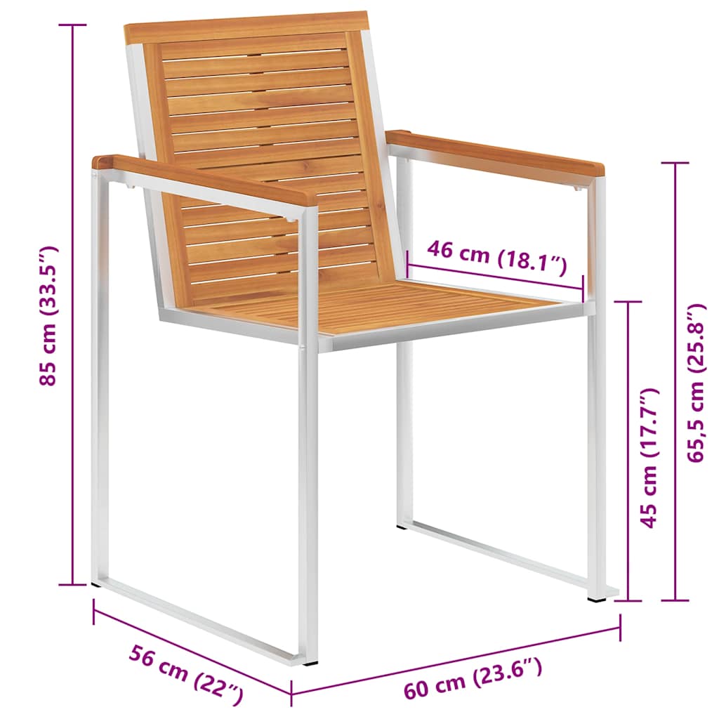 Sedie da Giardino con Cuscini 6 pz in Legno Massello di Acacia - homemem39