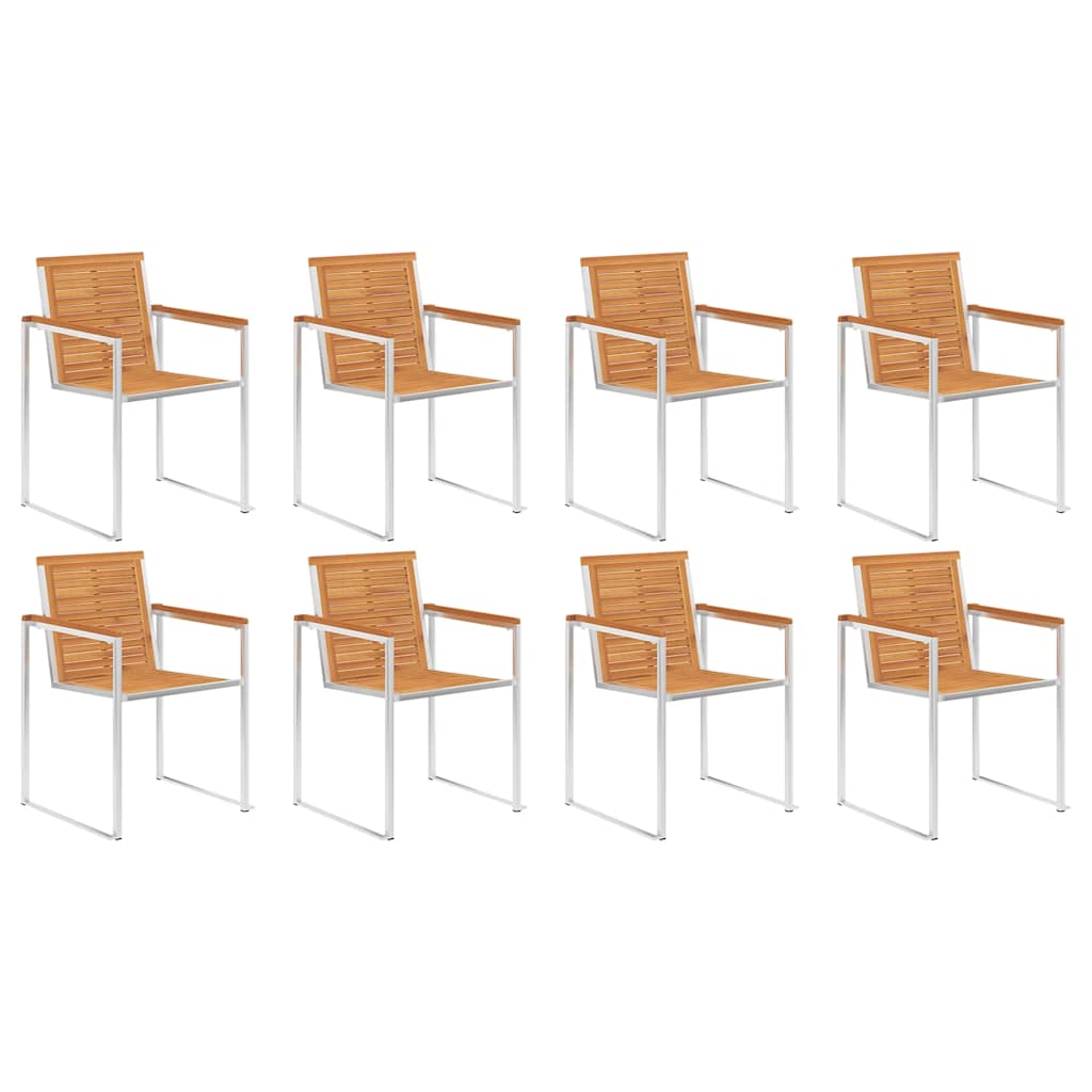 Sedie da Giardino con Cuscini 8 pz in Legno Massello di Acacia - homemem39