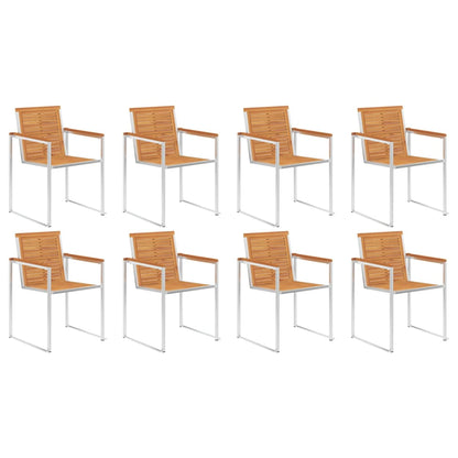 Sedie da Giardino con Cuscini 8 pz in Legno Massello di Acacia - homemem39