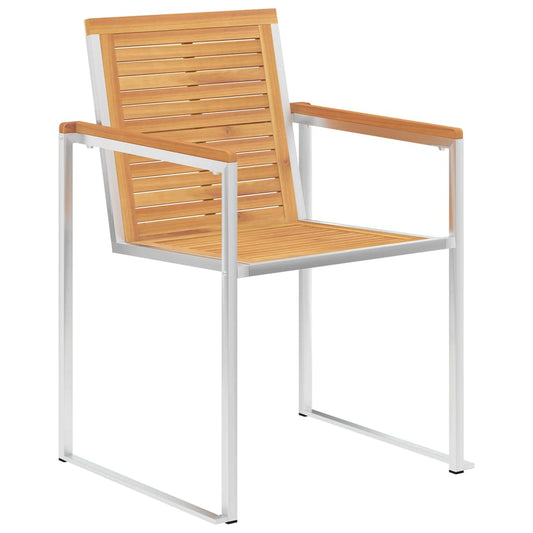 Sedie da Giardino 6 pz Legno Massello di Teak e Acciaio Inox - homemem39