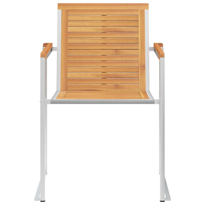 Sedie da Giardino 8 pz Legno Massello di Teak e Acciaio Inox - homemem39
