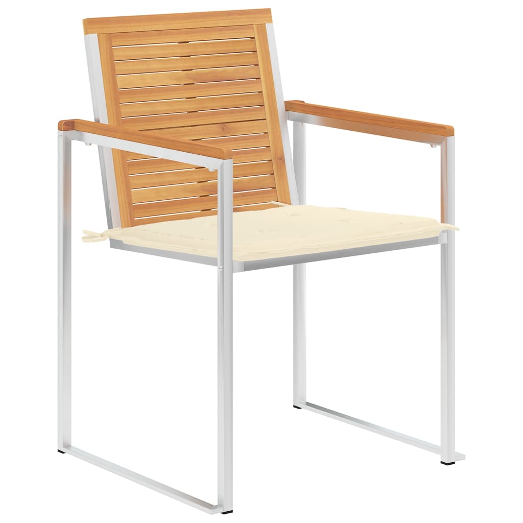 Sedie da Giardino con Cuscini 4 pz in Legno Massello di Teak - homemem39
