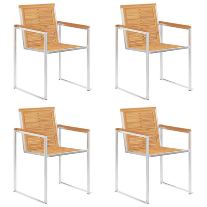 Sedie da Giardino con Cuscini 4 pz in Legno Massello di Teak - homemem39