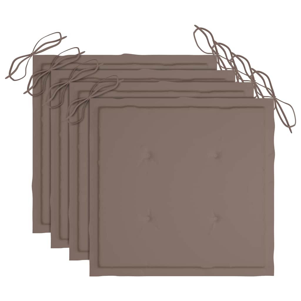 Sedie da Giardino con Cuscini 4 pz in Legno Massello di Teak - homemem39