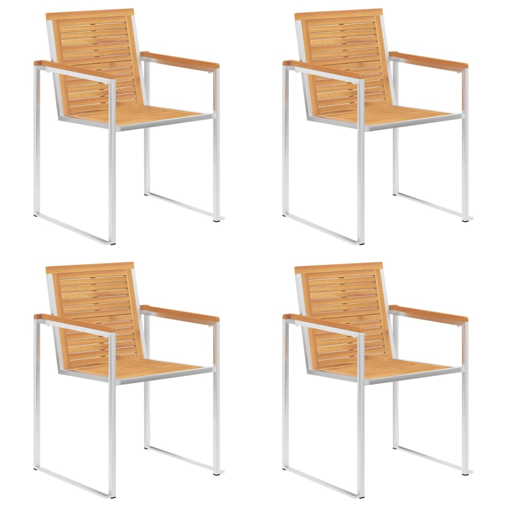 Sedie da Giardino con Cuscini 4 pz in Legno Massello di Teak - homemem39