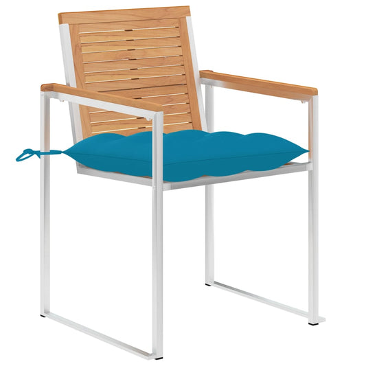 Sedie da Giardino con Cuscini 4 pz in Legno Massello di Teak