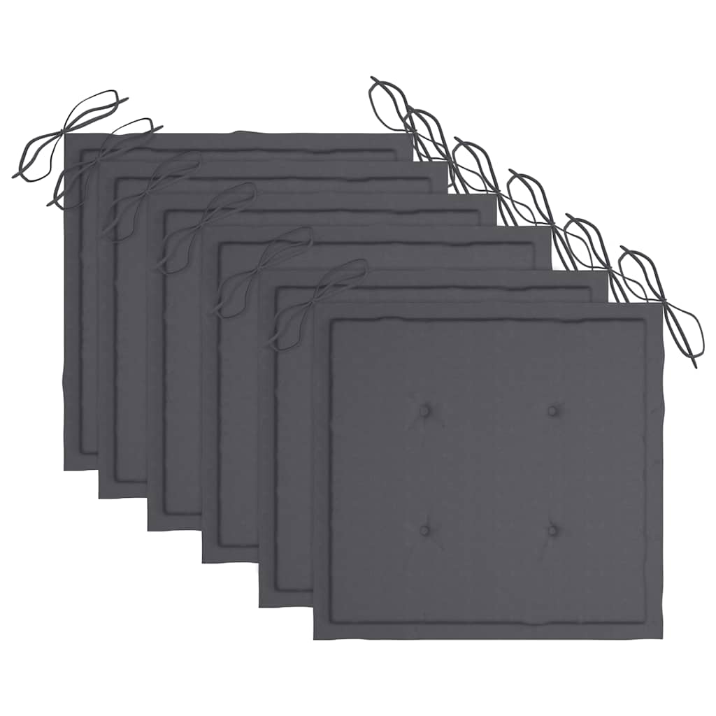 Sedie da Giardino con Cuscini 6 pz in Legno Massello di Teak - homemem39