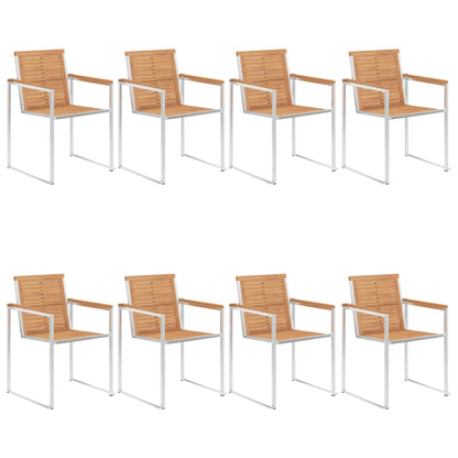 Sedie da Giardino con Cuscini 8 pz in Legno Massello di Teak