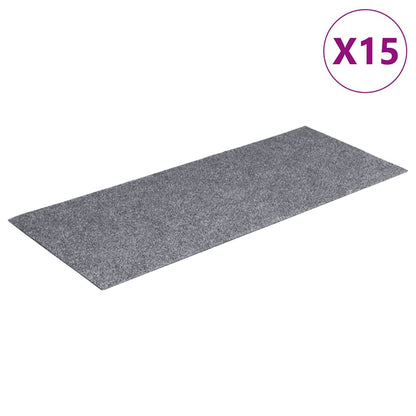 Tappetini per scale autoadesivi 15 pz 60x25 cm grigio chiaro rettangolari | homemem39