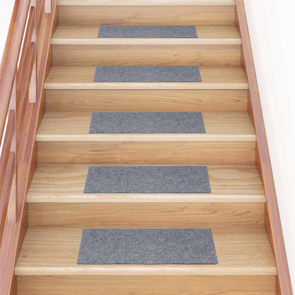 Tappetini per scale autoadesivi 15 pz 60x25 cm grigio chiaro rettangolari | homemem39