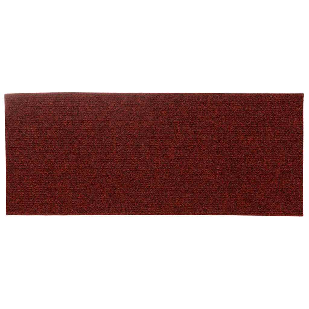 Tappetini per scale autoadesivi 15 pz 60x25 cm Bordeaux Rosso Rettangolari