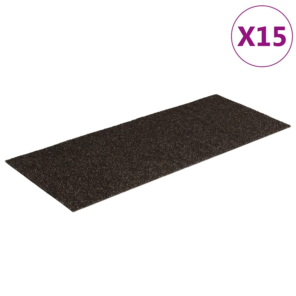 Tappetini per scale autoadesivi 15 pz 60x25 cm marrone scuro rettangolari | homemem39
