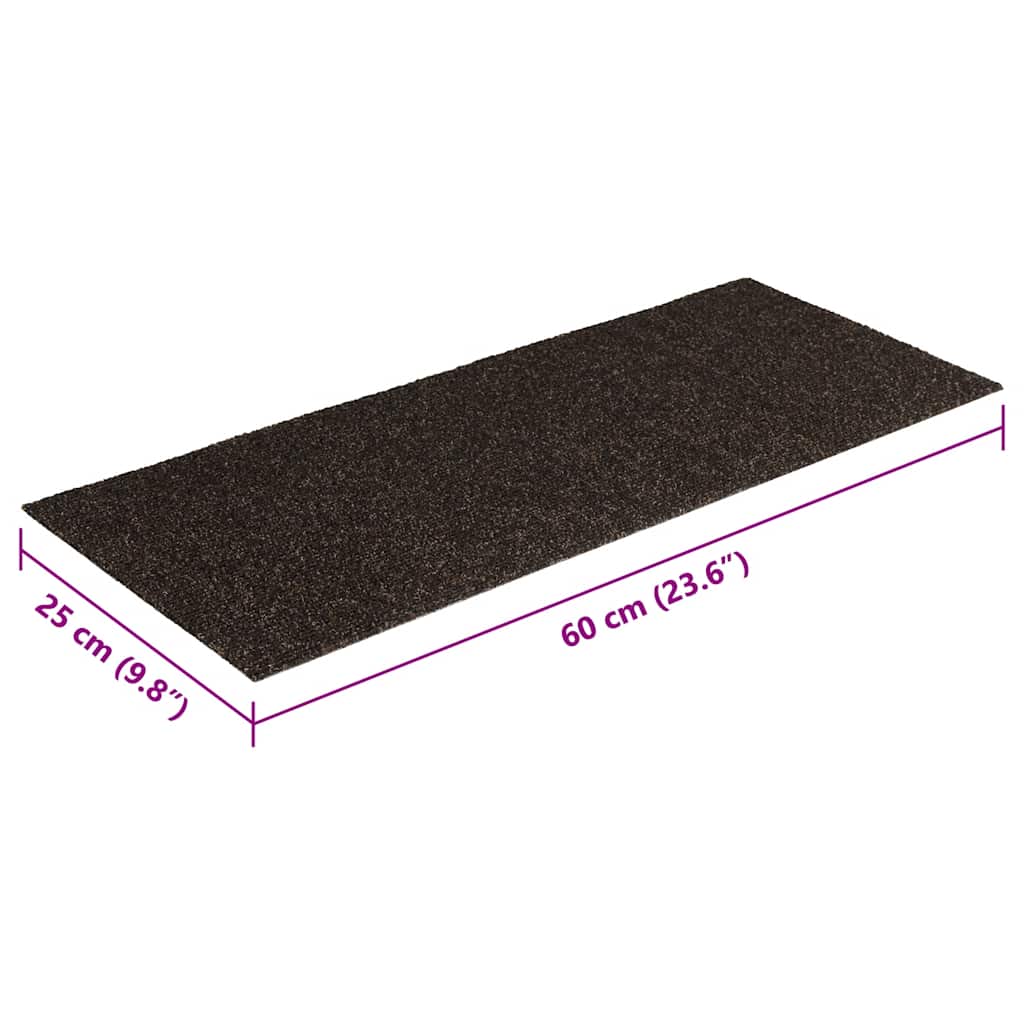 Tappetini per scale autoadesivi 15 pz 60x25 cm marrone scuro rettangolari | homemem39