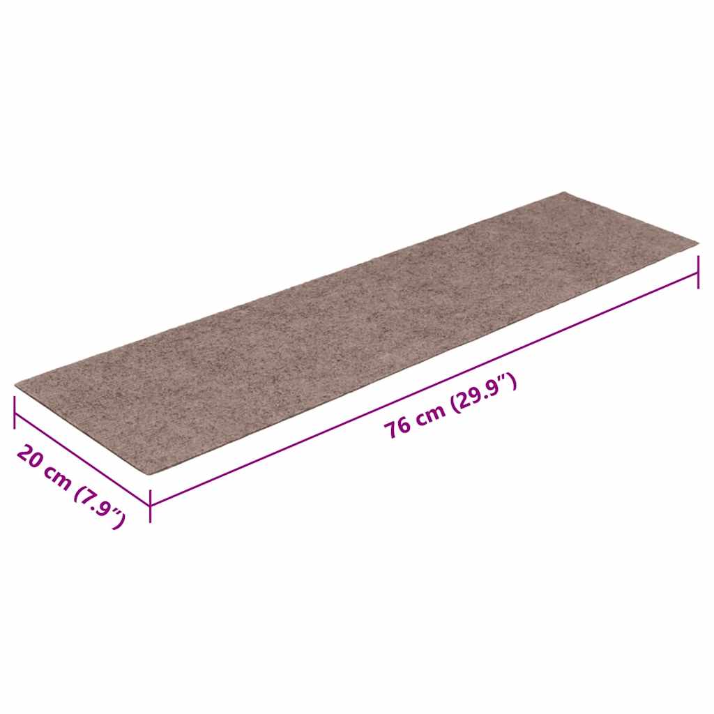 Tappetini per scale autoadesivi 15 pz 76x20 cm marrone chiaro rettangolari
