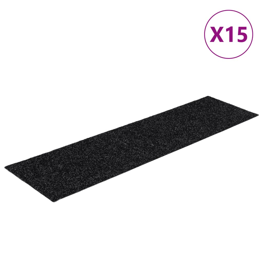 Tappetini per scale autoadesivi 15 pz 76x20 cm neri rettangolari - homemem39
