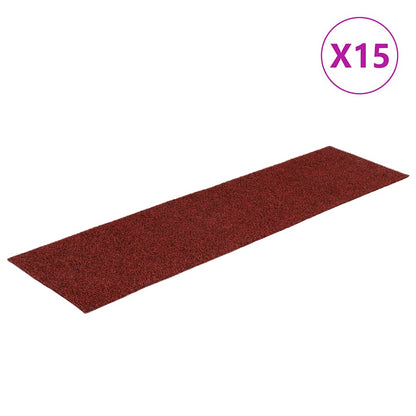 Tappetini per scale autoadesivi 15 pz 76x20 cm Bordeaux Rosso Rettangolari - homemem39