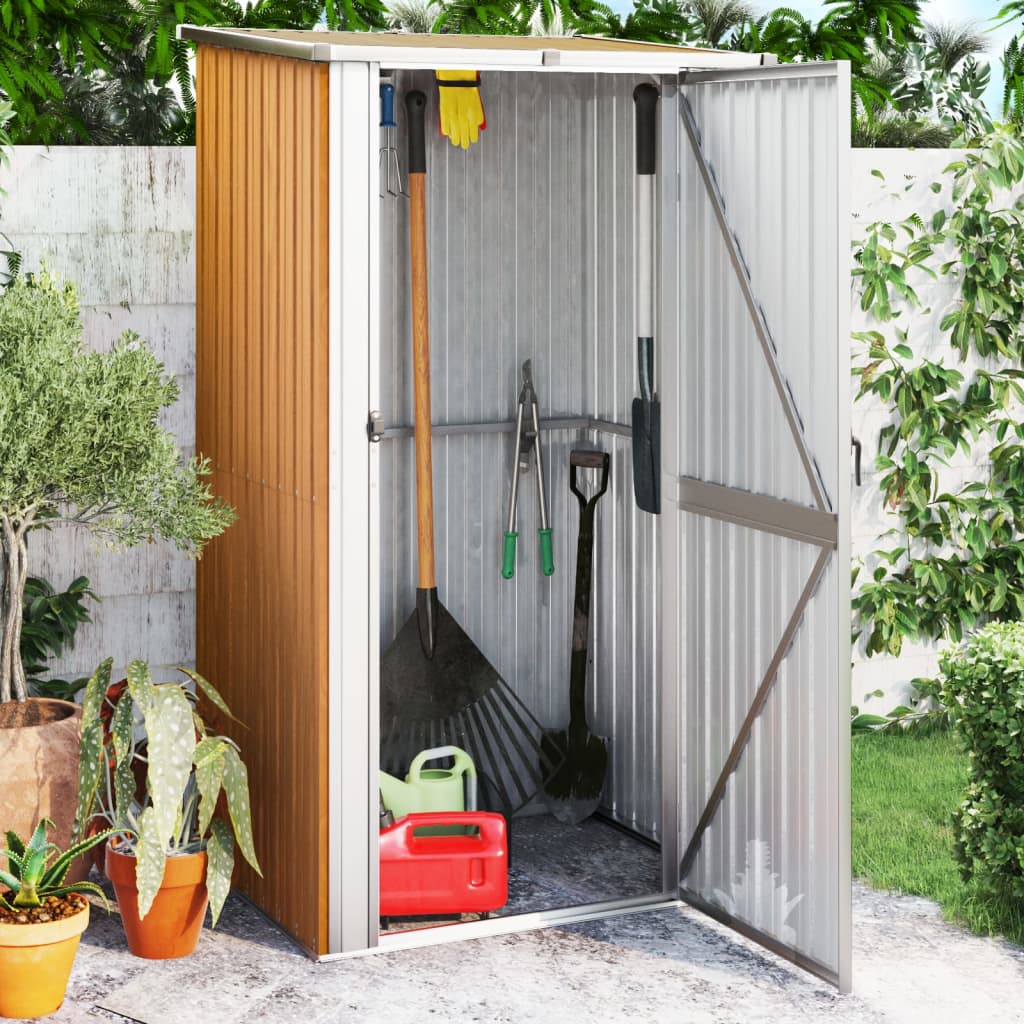 Casetta da giardino marrone 118,5x97x209,5 cm in acciaio zincato | homemem39