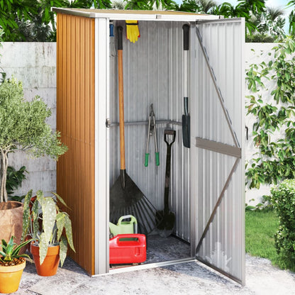 Casetta da giardino marrone 118,5x97x209,5 cm in acciaio zincato | homemem39