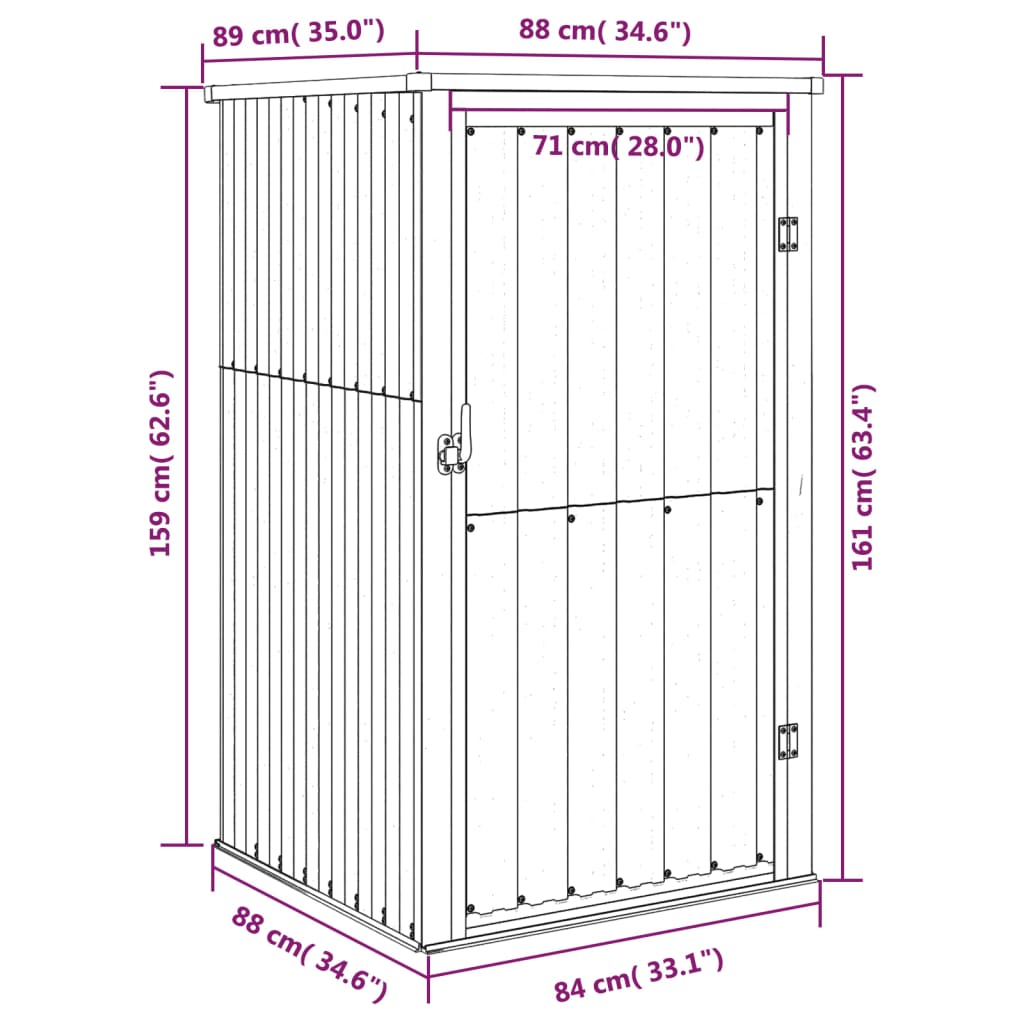 Capanno per Attrezzi Verde 88x89x161 cm in Acciaio Zincato