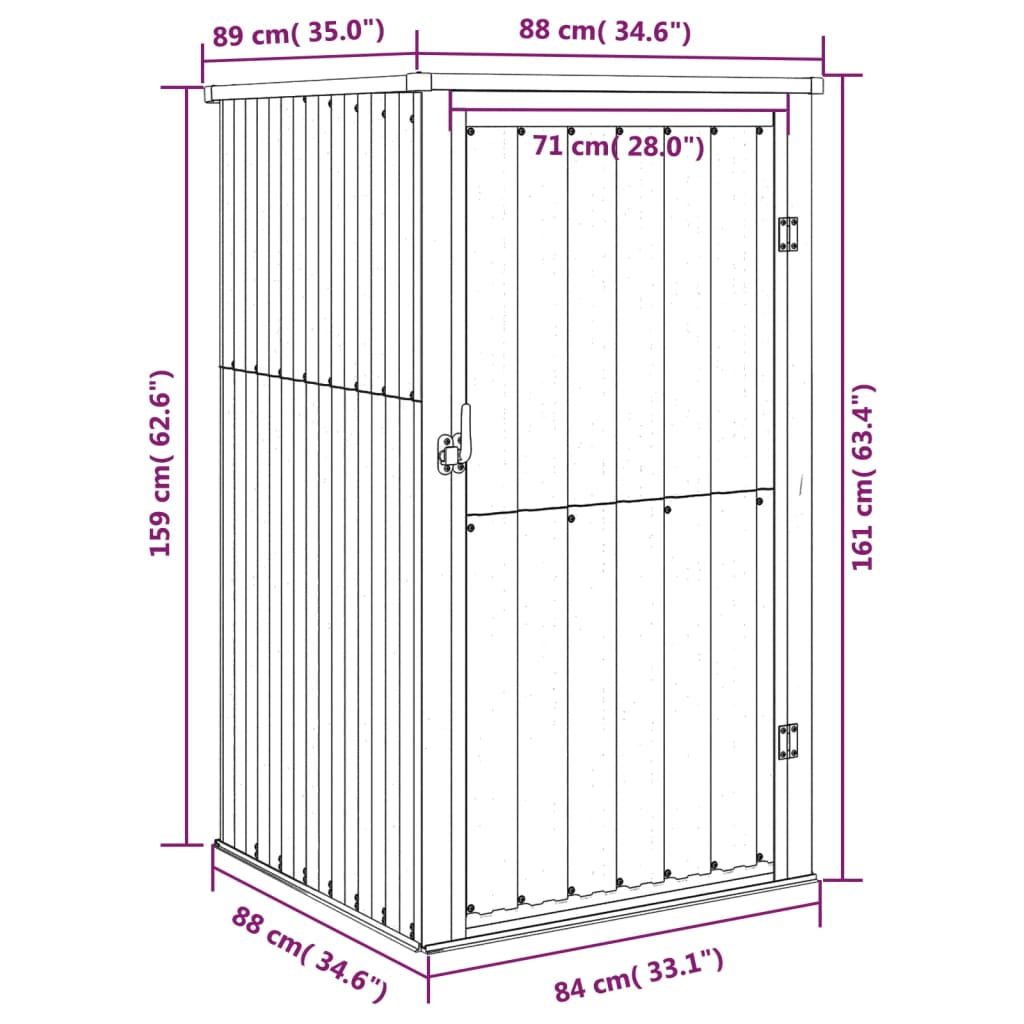 Capanno per Attrezzi Antracite 88x89x161 cm Acciaio Zincato - homemem39