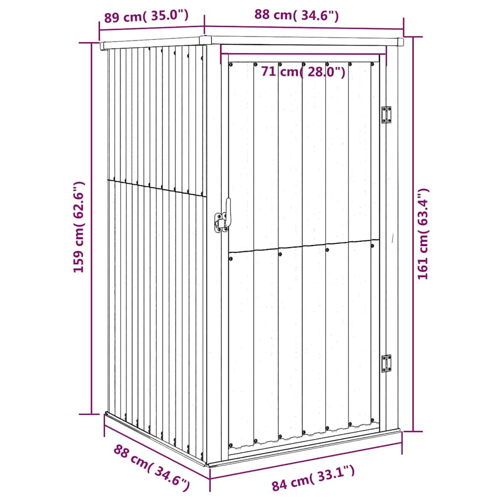 Capanno per Attrezzi Marrone 88x89x161 cm in Acciaio Zincato