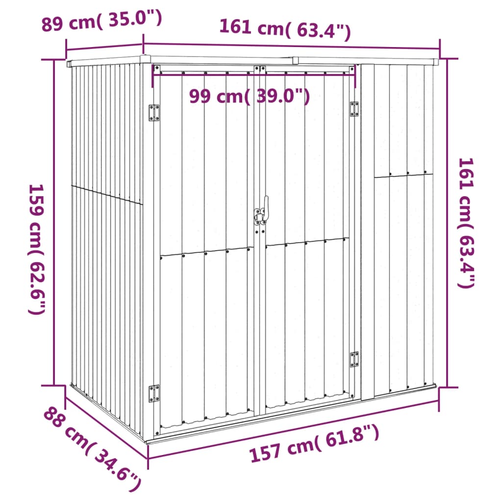 Capanno per Attrezzi Verde 161x89x161 cm in Acciaio Zincato - homemem39
