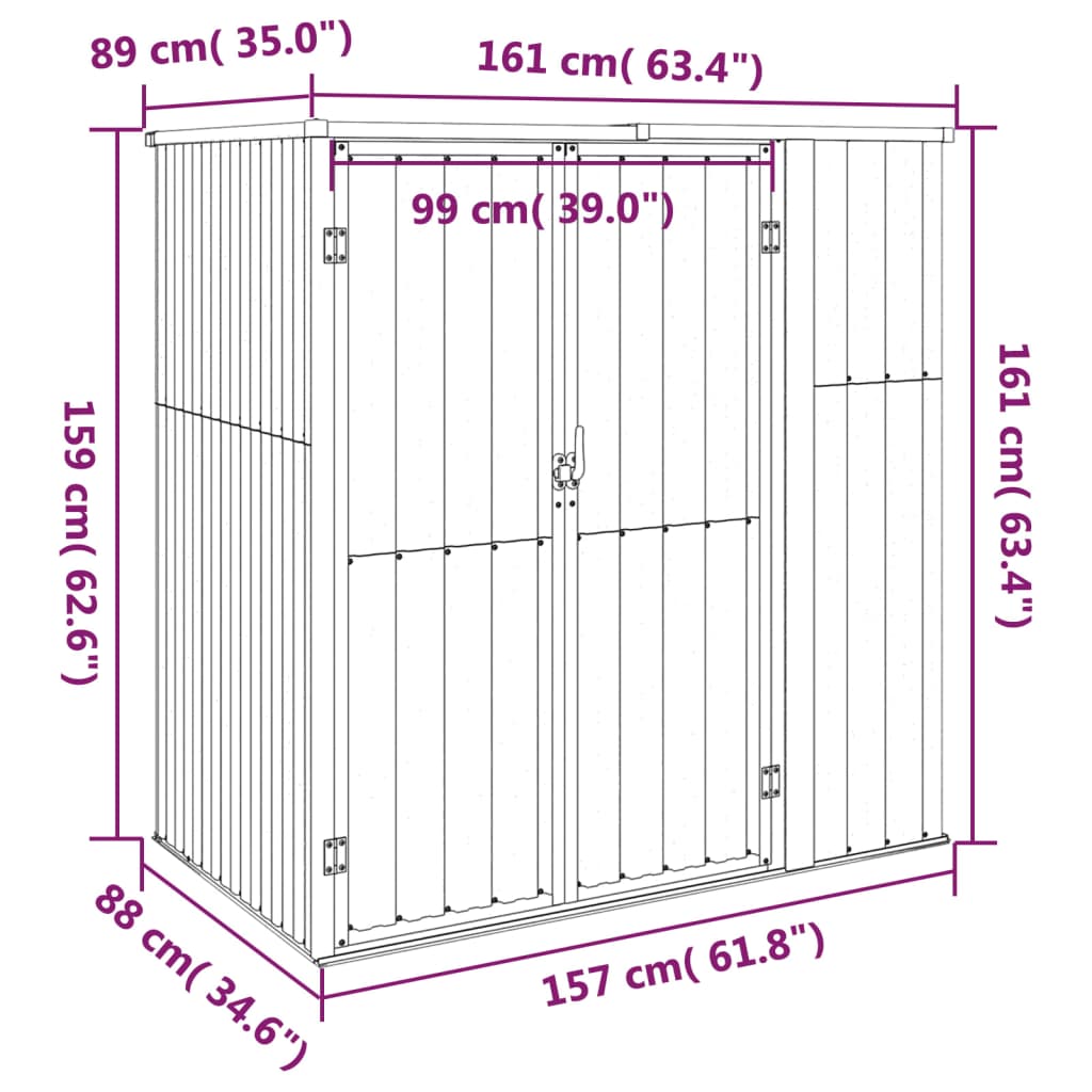 Capanno per Attrezzi Marrone 161x89x161 cm in Acciaio Zincato - homemem39