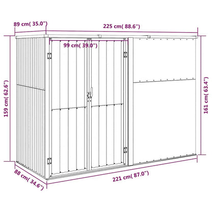 Capanno per Attrezzi Verde 225x89x161 cm in Acciaio Zincato | homemem39