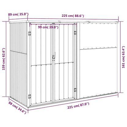 Capanno per Attrezzi Antracite 225x89x161 cm Acciaio Zincato - homemem39
