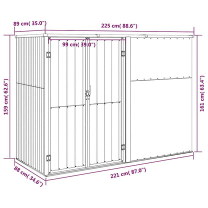 Capanno per Attrezzi Marrone 225x89x161 cm in Acciaio Zincato