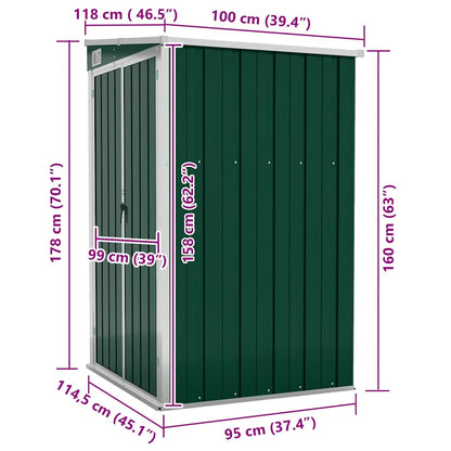 Capanno Giardino a Parete Verde 118x100x178 cm Acciaio Zincato | homemem39
