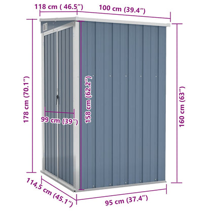 Capanno Giardino a Parete Grigio 118x100x178 cm Acciaio Zincato - homemem39